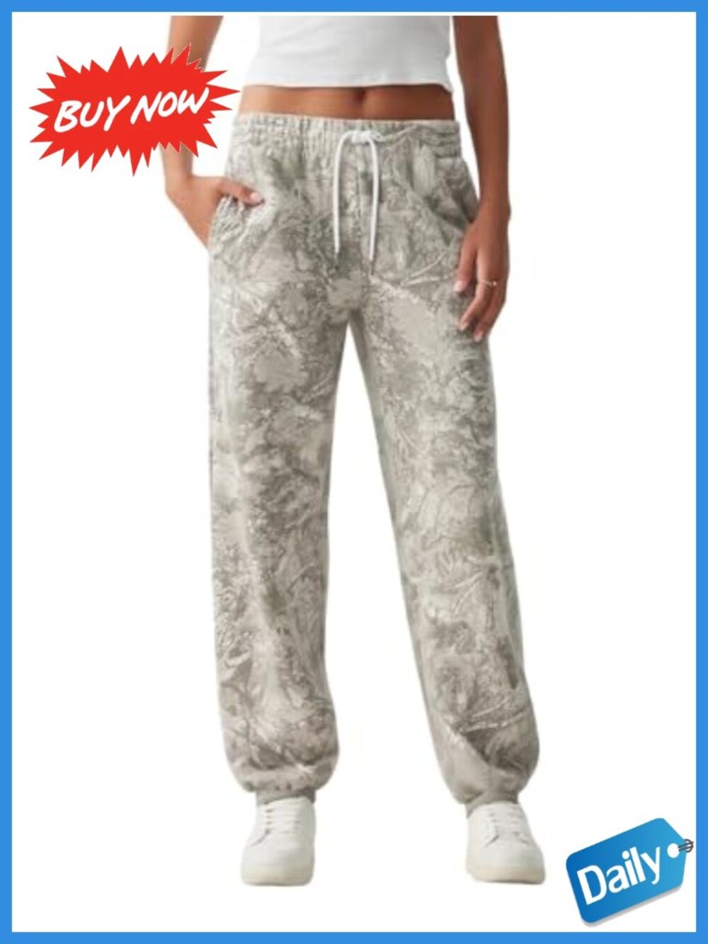 Camo Sweatpants Baggy Fleece Lined Joggers Pants